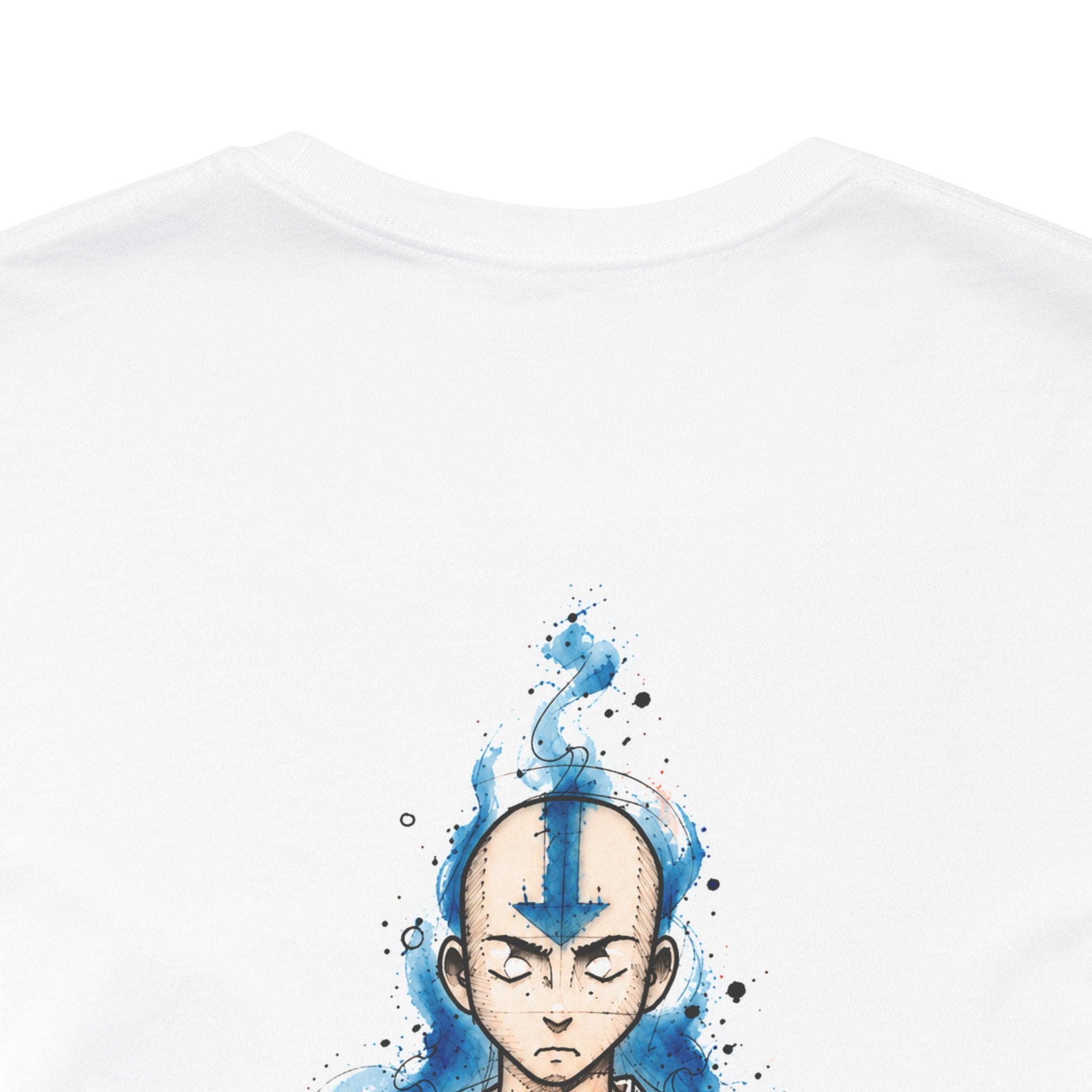 Avatar Aang Waterfire Tee — Animated Monk Illustration T-Shirt