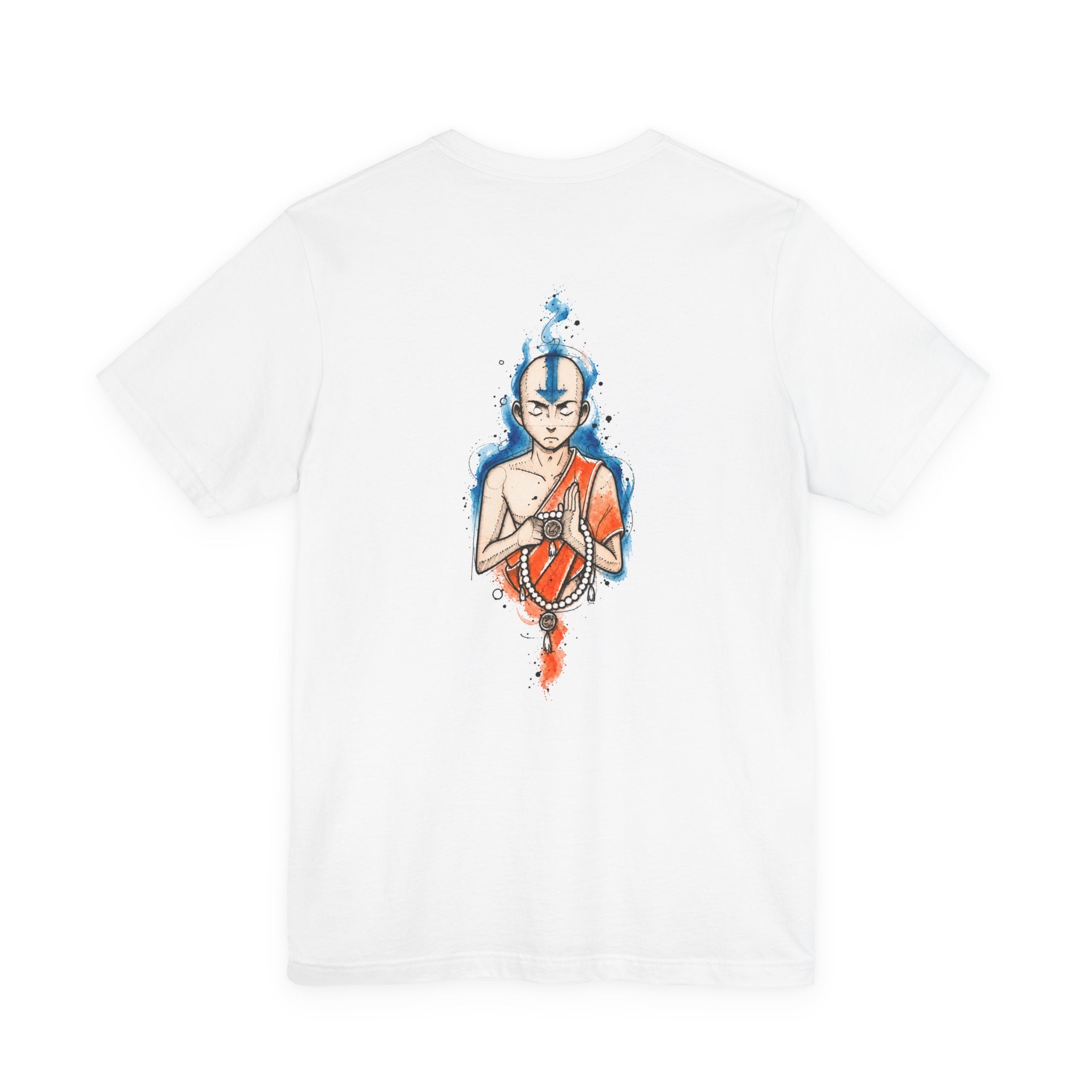 Avatar Aang Waterfire Tee — Animated Monk Illustration T-Shirt