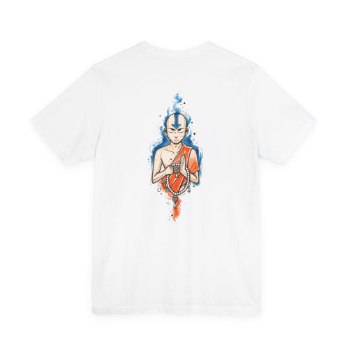 Avatar Aang Waterfire Tee — Animated Monk Illustration T-Shirt