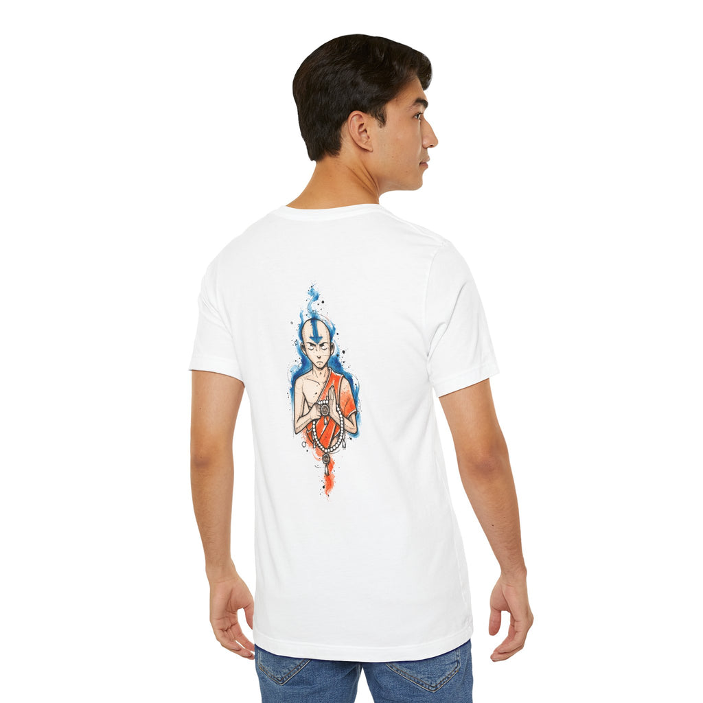 Avatar Aang Waterfire Tee — Animated Monk Illustration T-Shirt