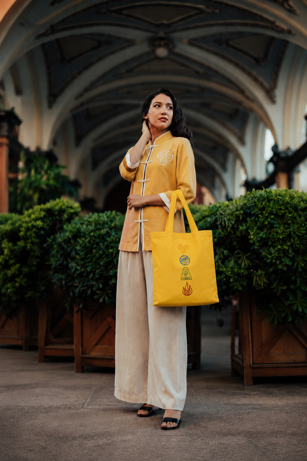 Four Nations Golden Tote – Elemental Embroidery Shopper Bag