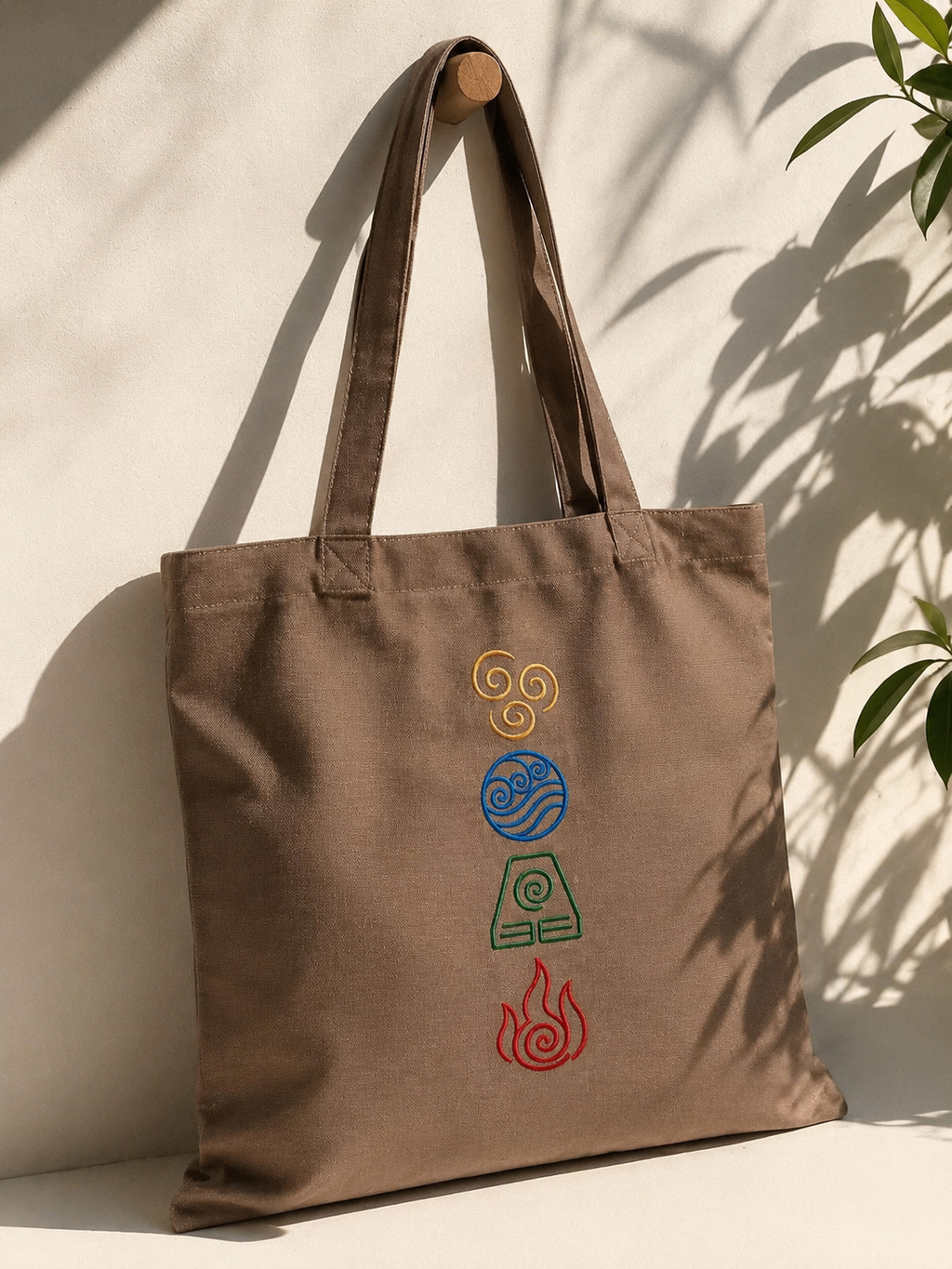 Avatar Elements Embroidered Tote Bag | Minimalist Canvas Shoulder Bag | ATLA Inspired Gift