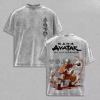Unisex Avatar: The Last Airbender Aang Four Elements Retro Washed Graphic T-Shirt - Prime Brick Store