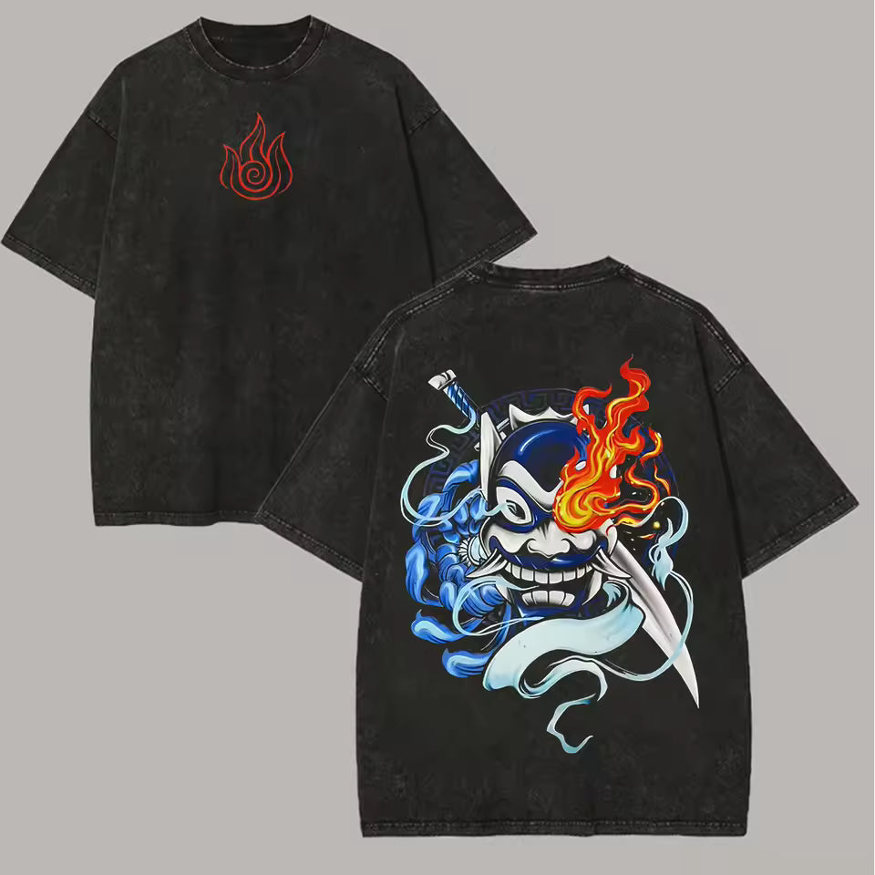 Unisex Avatar: The Last Airbender Fire Nation Washed Oversized Graphic T-Shirt - Prime Brick Store