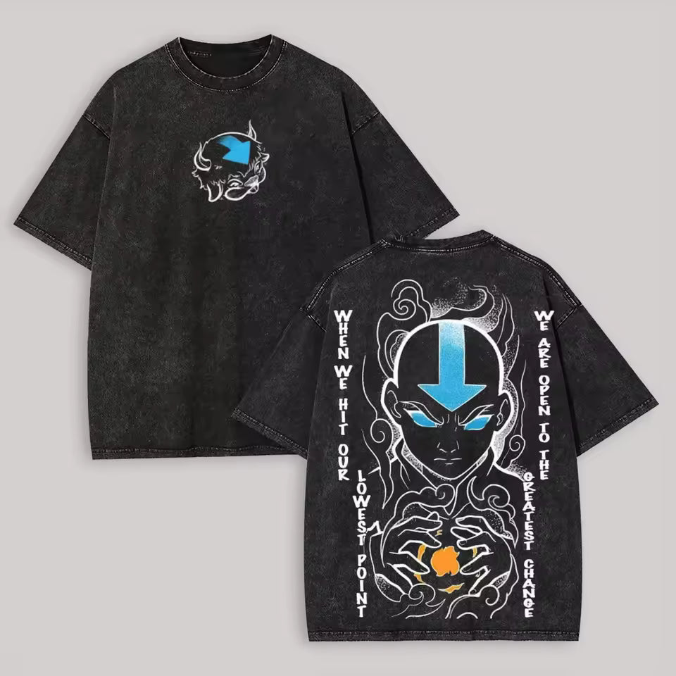 Unisex Avatar: The Last Airbender Aang Avatar State Quote Oversized Graphic T-Shirt - Prime Brick Store