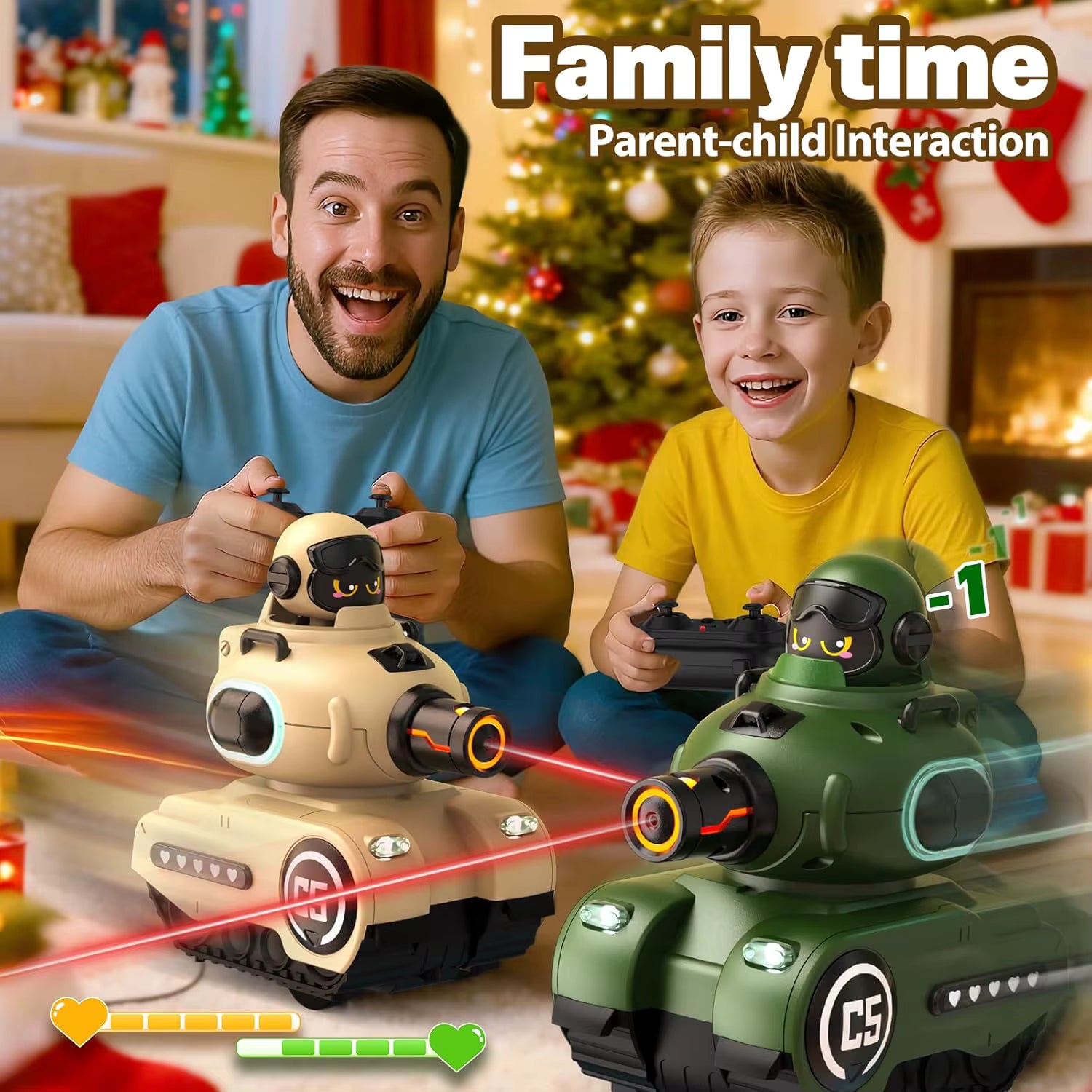 RC Battle Tanks 2‑Pack – Infrared Remote Control Combat Vehicles with Lights & Sounds for Kids - Prime Brick Store
