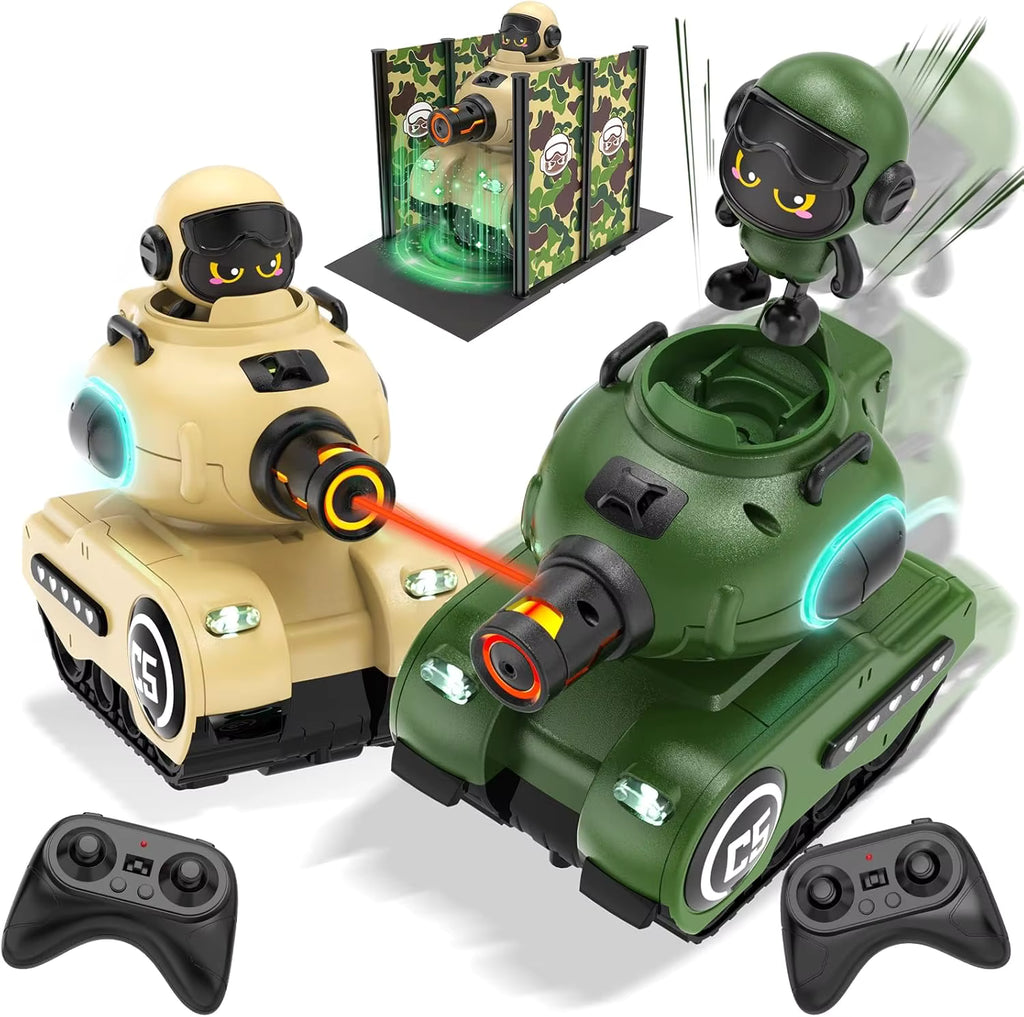 RC Battle Tanks 2‑Pack – Infrared Remote Control Combat Vehicles with Lights & Sounds for Kids - Prime Brick Store