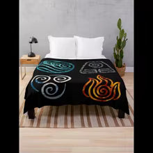 Avatar the Last Airbender Element Symbols Throw Blanket Perfect for Fans Soft Cozy Home Textile Living Room Decor Gift Idea - Prime Brick Store