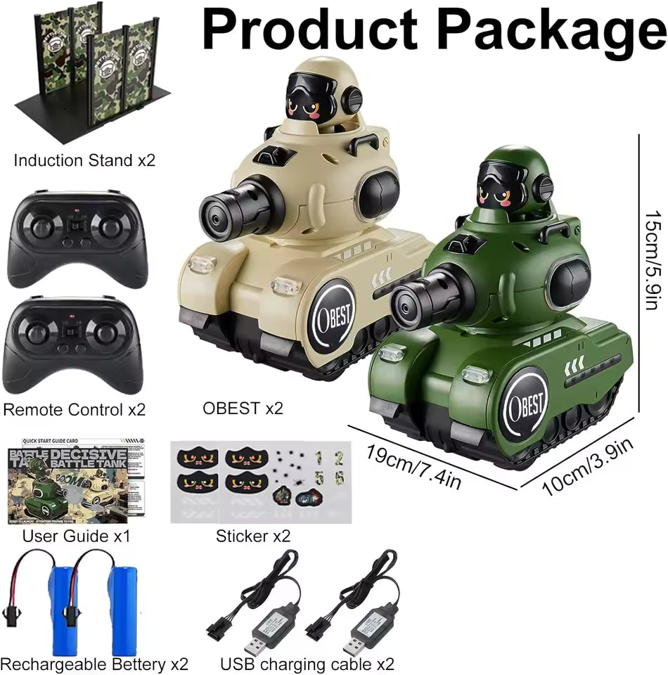RC Battle Tanks 2‑Pack – Infrared Remote Control Combat Vehicles with Lights & Sounds for Kids - Prime Brick Store