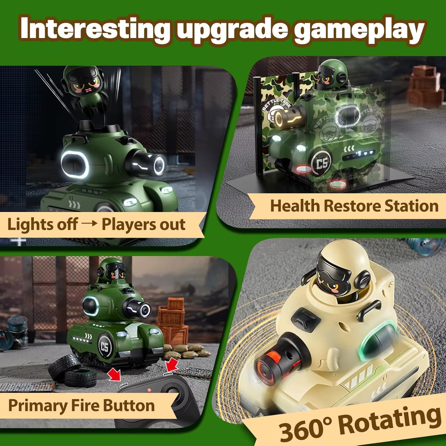 RC Battle Tanks 2‑Pack – Infrared Remote Control Combat Vehicles with Lights & Sounds for Kids - Prime Brick Store