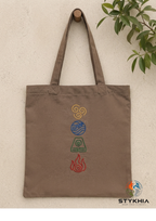 Avatar Elements Embroidered Tote Bag | Minimalist Canvas Shoulder Bag | ATLA Inspired Gift