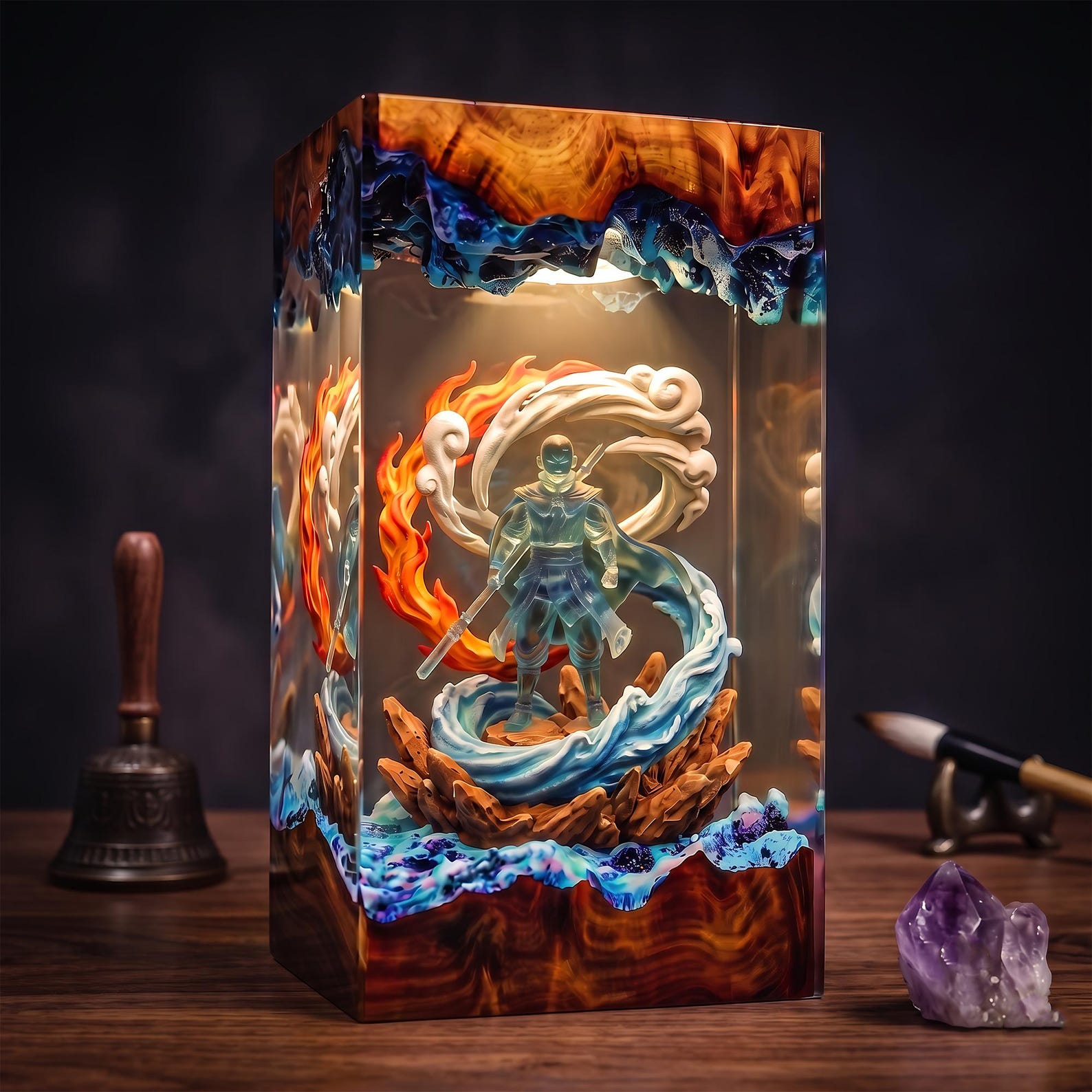 Elemental Monk Resin Lamp | Fantasy Night Light