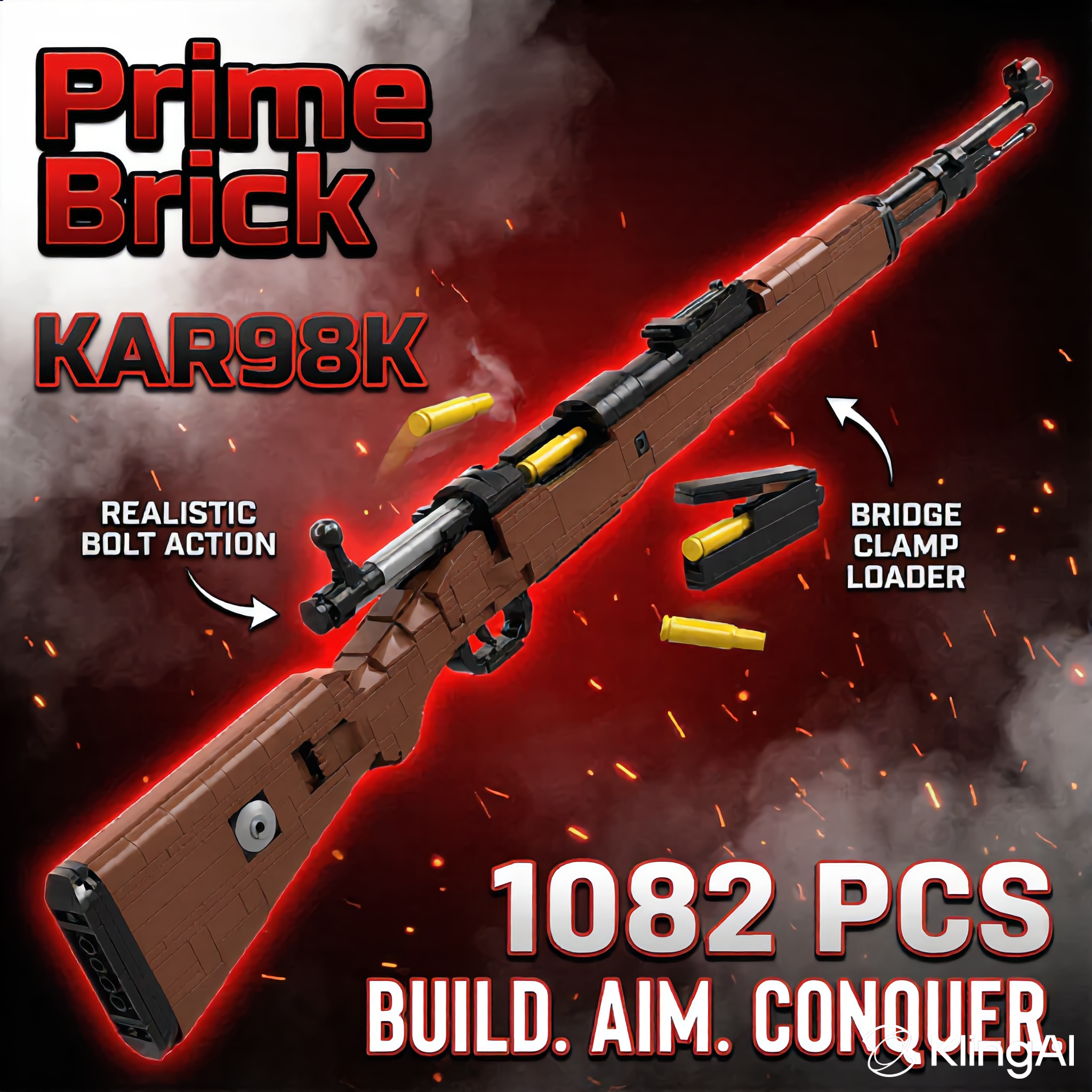 98K Tactical Brick Rifle — Functional Brick Maquette (1206 pieces) - Prime Brick Store