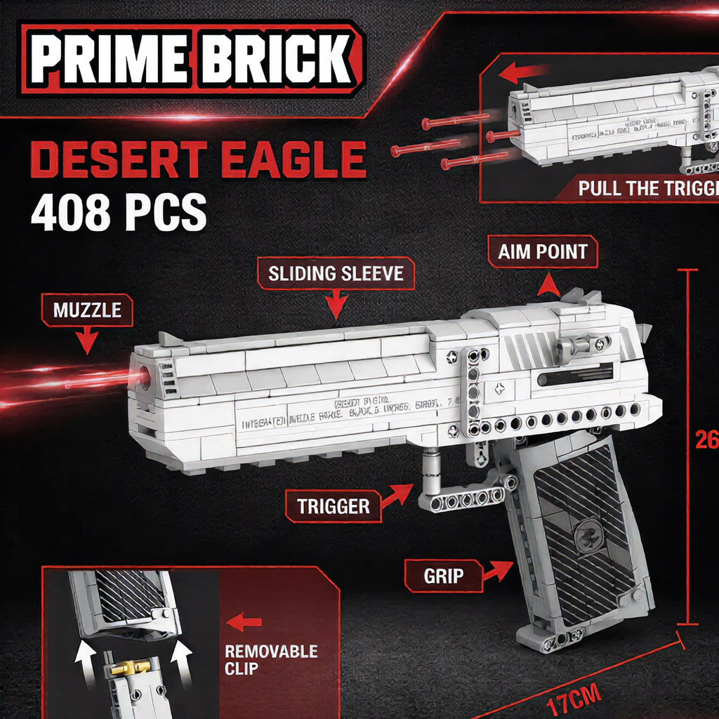 Desert Eagle pistol (408 brick pieces) - Prime Brick Store